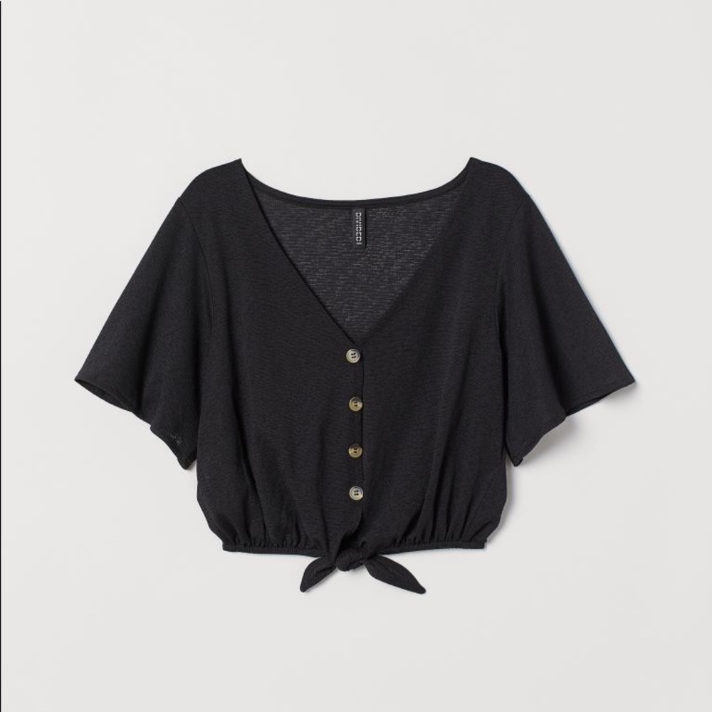 H&M cropped button down blouse shirt